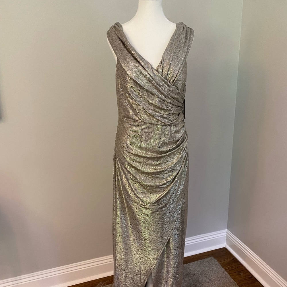 Vince Camuto Metallic One Shoulder Dress NWT